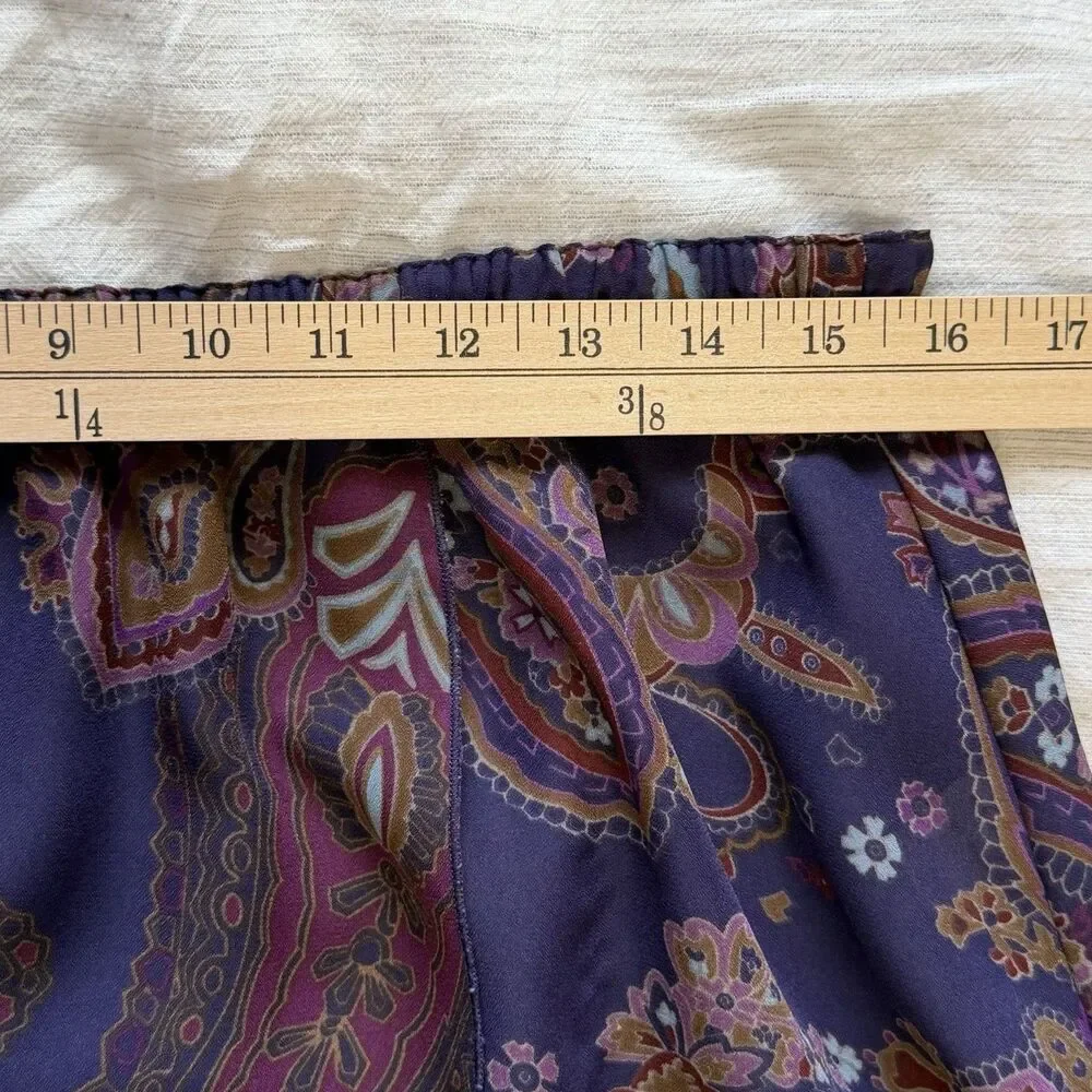 Coldwater Creek‎ Reversible Purple Chiffon Paisley Skirt Flowy Women's PM Petite